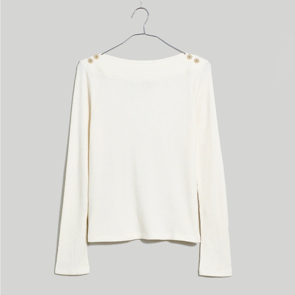 Madewell NWT Boatneck Buttoned Knit Top